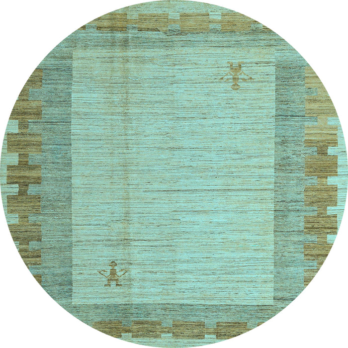 Round Machine Washable Abstract Light Blue Modern Rug, wshabs4736lblu