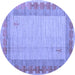 Round Machine Washable Abstract Blue Modern Rug, wshabs4736blu