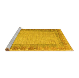 Sideview of Machine Washable Abstract Yellow Modern Rug, wshabs4736yw