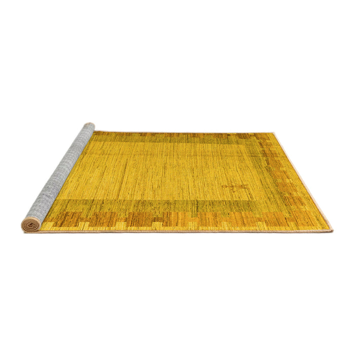 Sideview of Machine Washable Abstract Yellow Modern Rug, wshabs4736yw