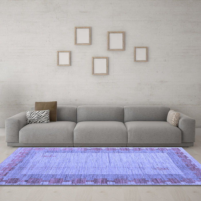 Machine Washable Abstract Blue Modern Rug in a Living Room, wshabs4736blu