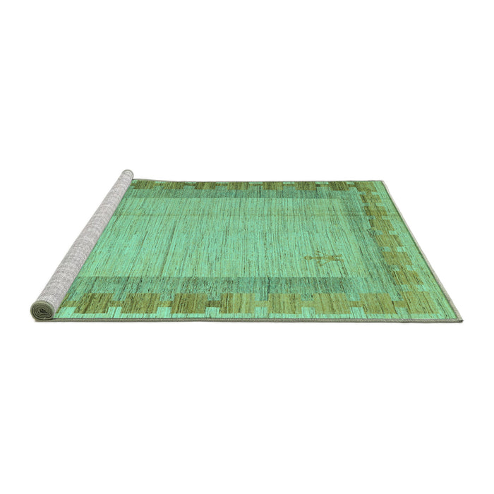 Sideview of Machine Washable Abstract Turquoise Modern Area Rugs, wshabs4736turq