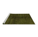 Sideview of Machine Washable Abstract Green Modern Area Rugs, wshabs4737grn