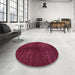 Round Abstract Bright Maroon Red Modern Rug in a Office, abs4737