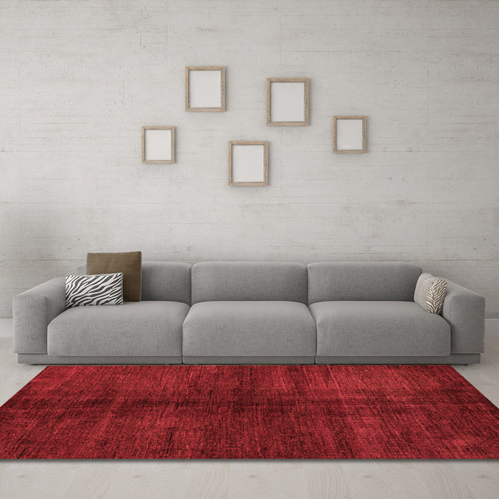 Machine Washable Abstract Orange Modern Area Rugs in a Living Room, wshabs4737org