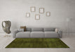 Machine Washable Abstract Green Modern Area Rugs in a Living Room,, wshabs4737grn