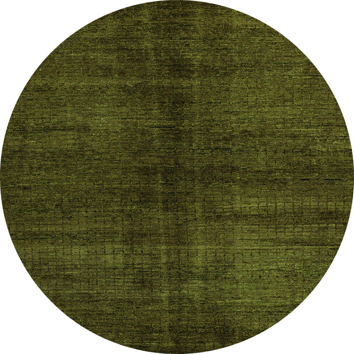 Round Machine Washable Abstract Green Modern Area Rugs, wshabs4737grn
