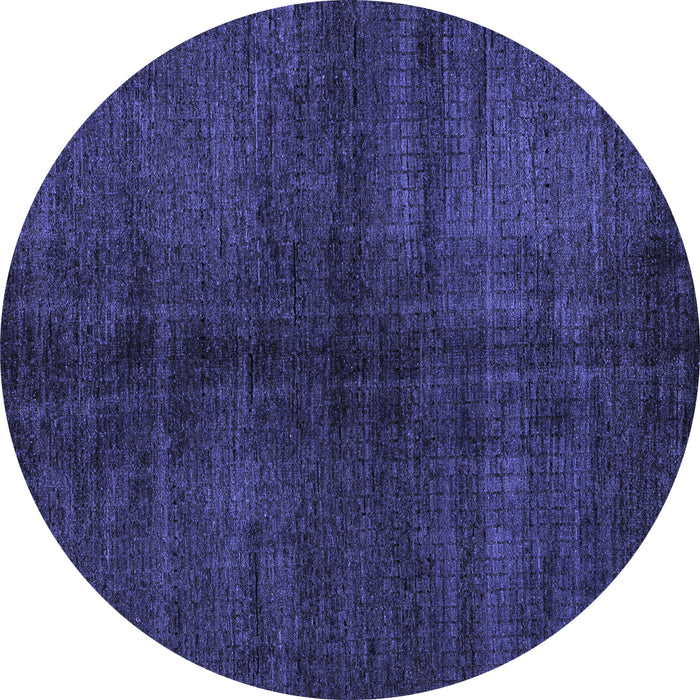 Round Abstract Blue Modern Rug, abs4737blu