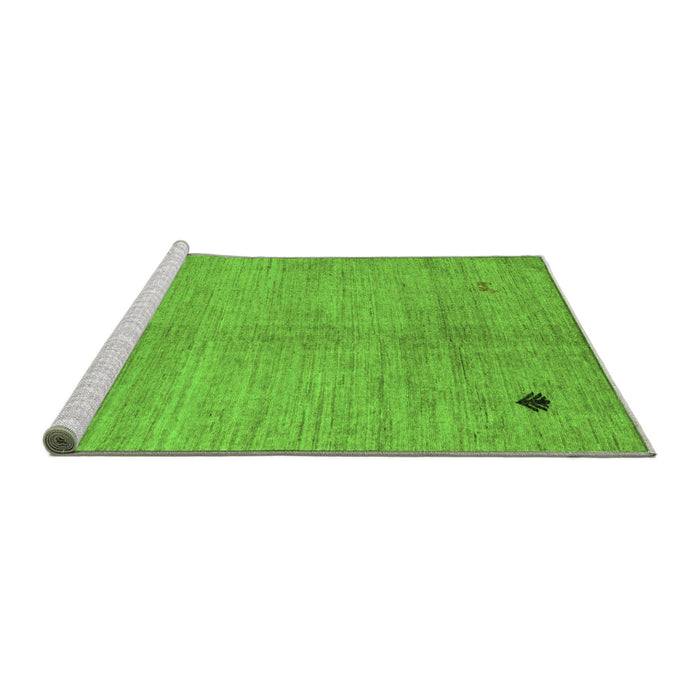 Sideview of Machine Washable Abstract Green Modern Area Rugs, wshabs4738grn