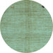 Round Abstract Light Blue Modern Rug, abs4738lblu