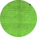 Round Machine Washable Abstract Green Modern Area Rugs, wshabs4738grn