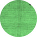 Round Abstract Emerald Green Modern Rug, abs4738emgrn