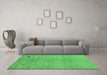 Machine Washable Abstract Emerald Green Modern Area Rugs in a Living Room,, wshabs4738emgrn