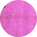 Round Machine Washable Abstract Purple Modern Area Rugs, wshabs4738pur