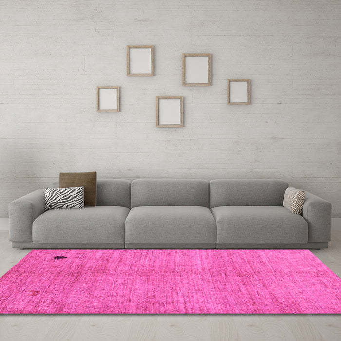 Machine Washable Abstract Pink Modern Rug in a Living Room, wshabs4738pnk