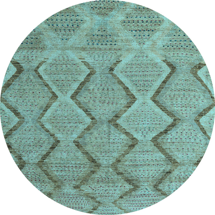 Round Southwestern Light Blue Country Rug, abs4739lblu