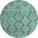 Round Southwestern Light Blue Country Rug, abs4739lblu