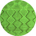 Round Southwestern Green Country Rug, abs4739grn