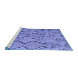 Sideview of Machine Washable Southwestern Blue Country Rug, wshabs4739blu