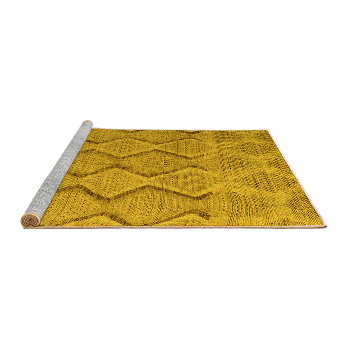 Sideview of Machine Washable Southwestern Yellow Country Rug, wshabs4739yw