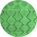 Round Southwestern Emerald Green Country Rug, abs4739emgrn