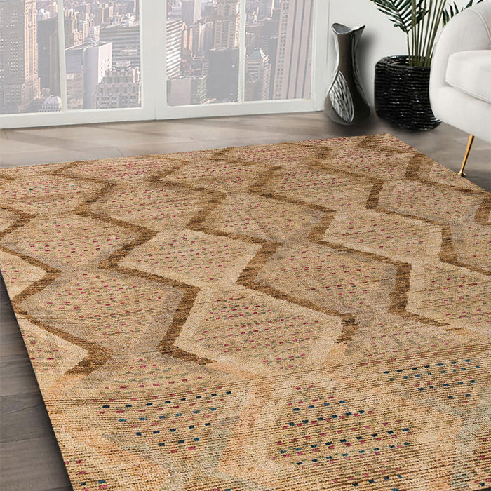 Abstract Light Brown Southwestern Rug in Family Room, abs4739