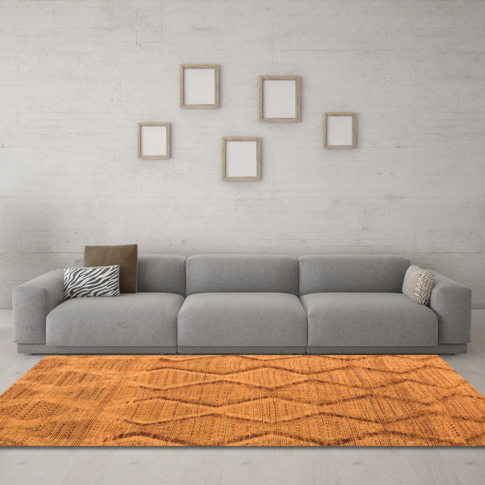Machine Washable Southwestern Orange Country Area Rugs in a Living Room, wshabs4739org