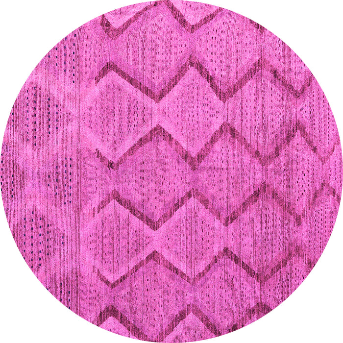 Round Machine Washable Southwestern Pink Country Rug, wshabs4739pnk