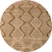 Round Abstract Light Brown Southwestern Rug, abs4739