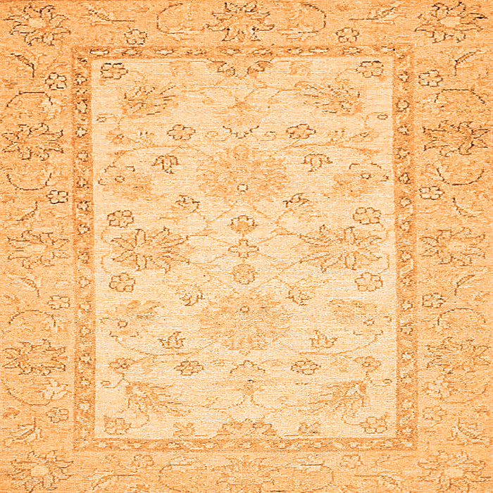 Square Machine Washable Oriental Orange Traditional Area Rugs, wshabs473org