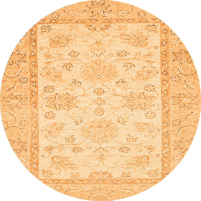 Round Machine Washable Oriental Orange Traditional Area Rugs, wshabs473org