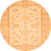 Round Machine Washable Oriental Orange Traditional Area Rugs, wshabs473org