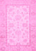 Machine Washable Oriental Pink Traditional Rug, wshabs473pnk