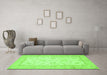 Machine Washable Oriental Green Traditional Area Rugs in a Living Room,, wshabs473grn