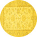 Round Oriental Yellow Traditional Rug, abs473yw