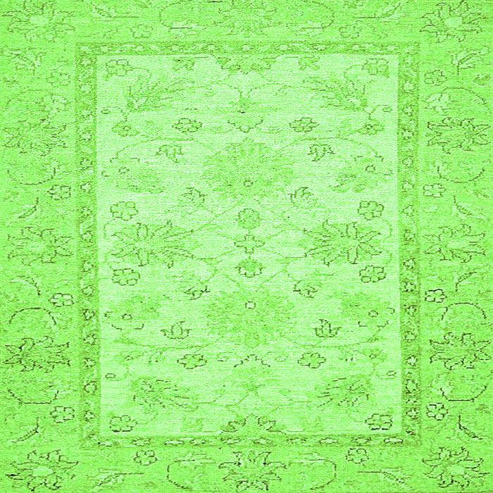 Square Oriental Green Traditional Rug, abs473grn