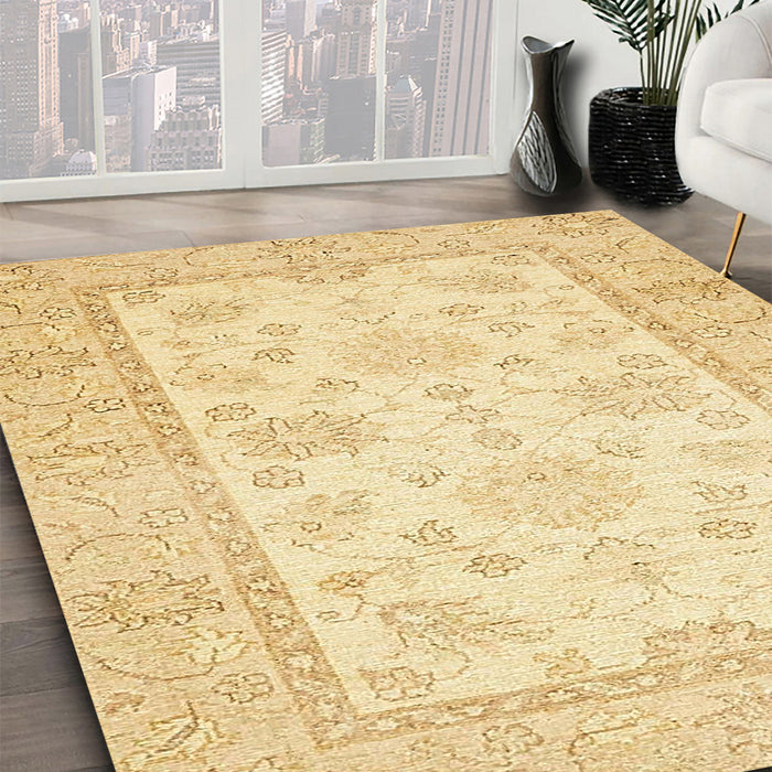 Abstract Orange Oriental Rug in Family Room, abs473