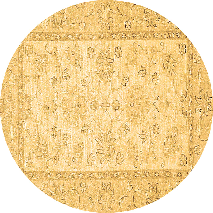 Round Oriental Brown Traditional Rug, abs473brn