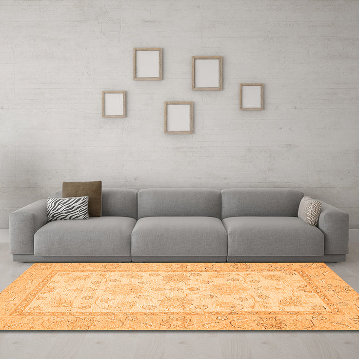 Machine Washable Oriental Orange Traditional Area Rugs in a Living Room, wshabs473org