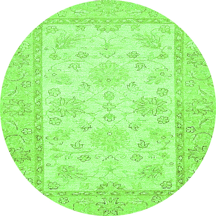 Round Oriental Green Traditional Rug, abs473grn