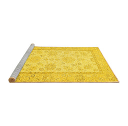 Sideview of Machine Washable Oriental Yellow Traditional Rug, wshabs473yw