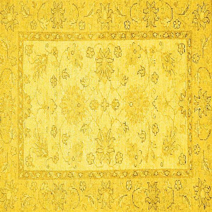 Square Machine Washable Oriental Yellow Traditional Rug, wshabs473yw