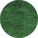 Round Machine Washable Abstract Emerald Green Modern Area Rugs, wshabs4740emgrn