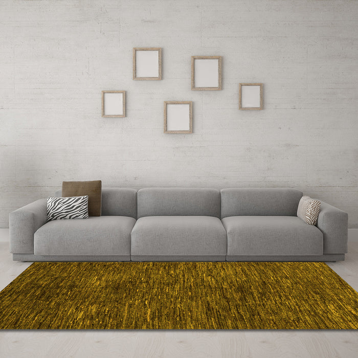 Machine Washable Abstract Yellow Modern Rug in a Living Room, wshabs4740yw