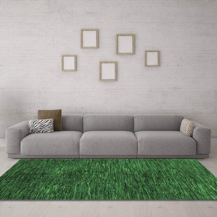 Machine Washable Abstract Emerald Green Modern Area Rugs in a Living Room,, wshabs4740emgrn
