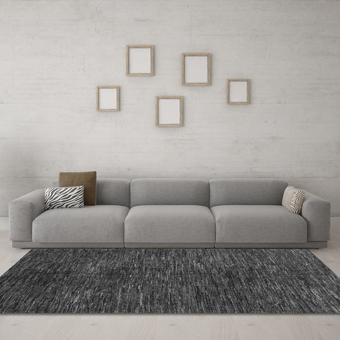 Machine Washable Abstract Gray Modern Rug in a Living Room,, wshabs4740gry