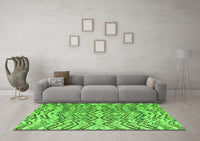 Machine Washable Abstract Green Modern Rug, wshabs4741grn