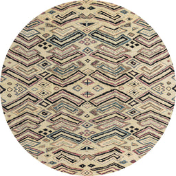 Round Abstract Brown Modern Rug, abs4741