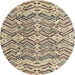 Round Abstract Brown Modern Rug, abs4741