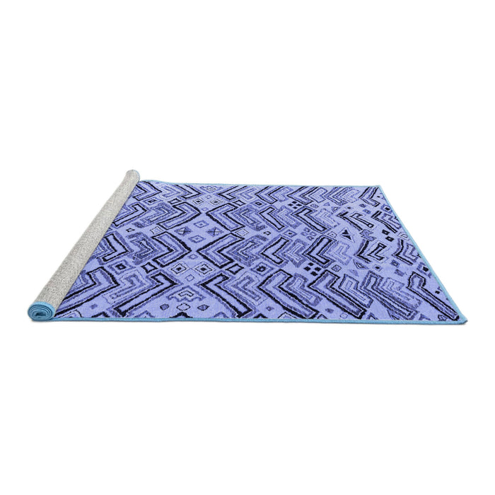 Sideview of Machine Washable Abstract Blue Modern Rug, wshabs4741blu